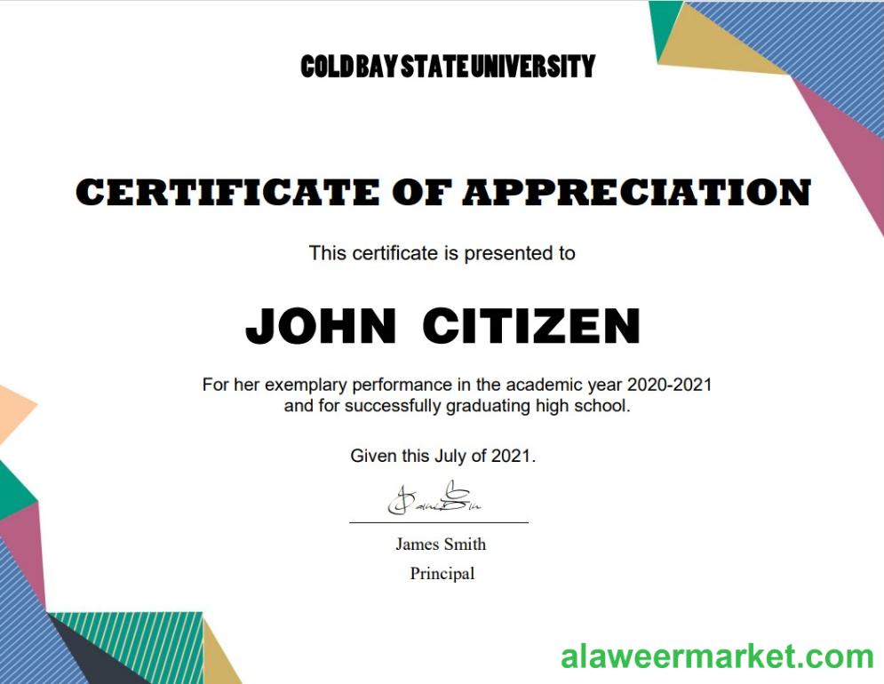USA Graduation Appreciation certificate template in Word and PDF format